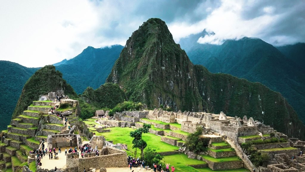 Breathtaking view of the ancient Incan city Machu Picchu in the Peruvian Andes.